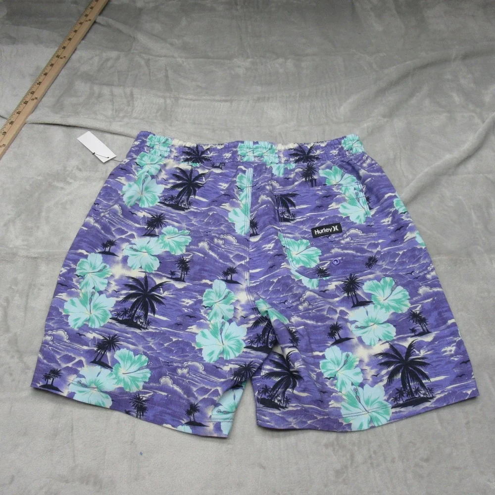 Hurley Board Shorts Mens Small Purple Tropical Floral Cannonball Volley 17‎ NEW